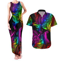LGBT History Month Couples Matching Tank Maxi Dress and Hawaiian Shirt Polynesian Hammerhead Shark LT01 Rainbow - Polynesian Pride