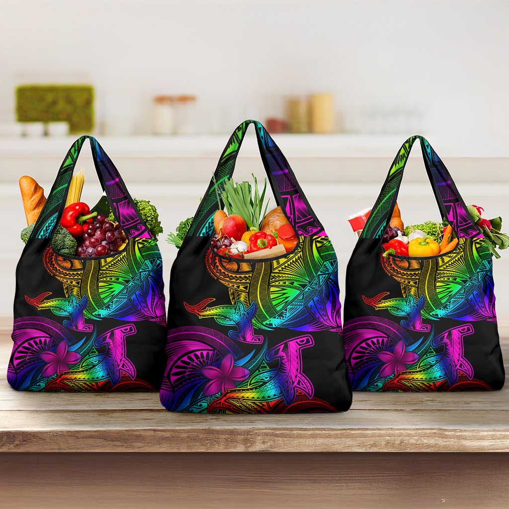 LGBT History Month Grocery Bag Polynesian Hammerhead Shark LT01 3-pack One Size Rainbow - Polynesian Pride