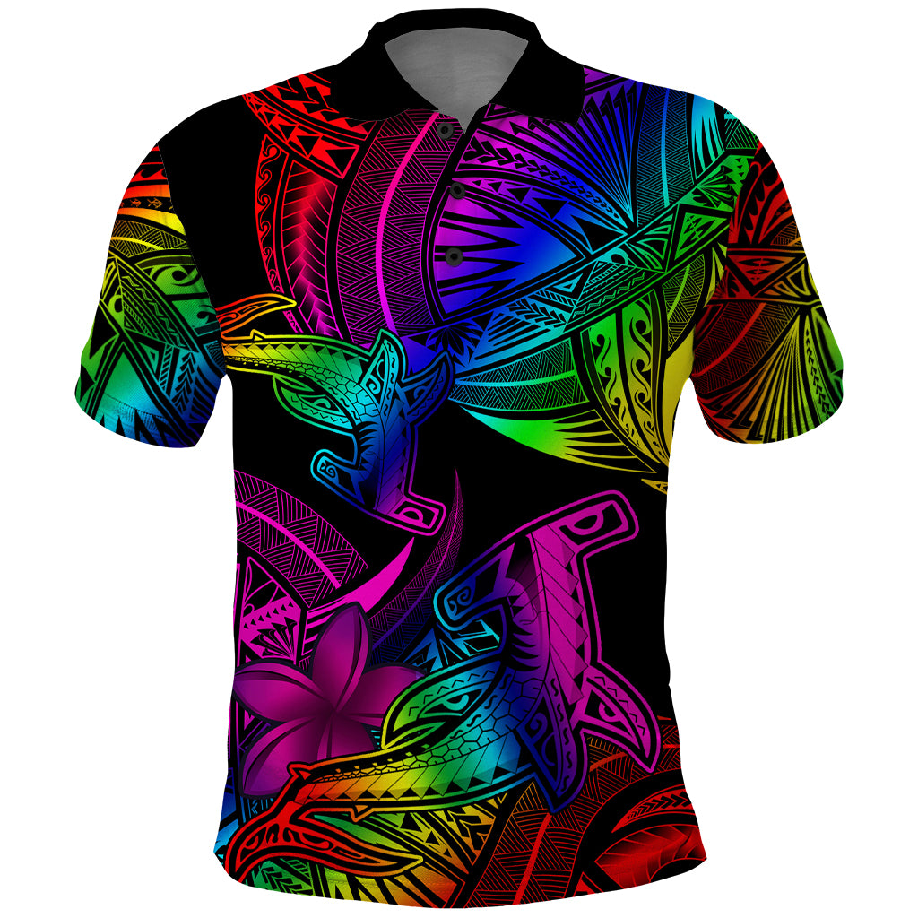 LGBT History Month Polo Shirt Polynesian Hammerhead Shark LT01 Rainbow - Polynesian Pride