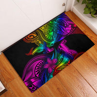 LGBT History Month Rubber Doormat Polynesian Hammerhead Shark LT01 Rainbow - Polynesian Pride