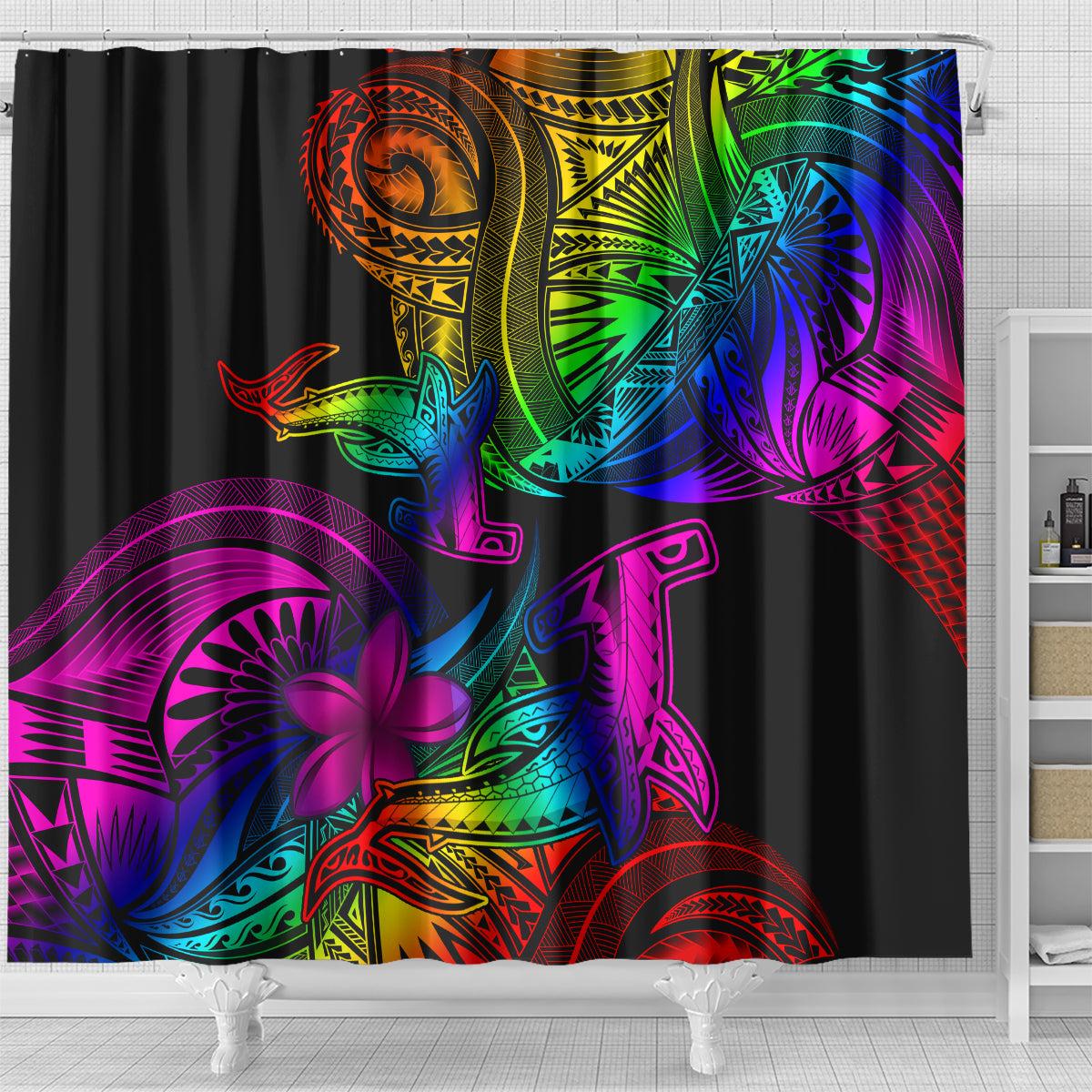 LGBT History Month Shower Curtain Polynesian Hammerhead Shark LT01 - Polynesian Pride