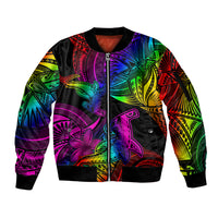 LGBT History Month Sleeve Zip Bomber Jacket Polynesian Hammerhead Shark LT01 Unisex Rainbow - Polynesian Pride