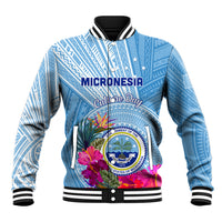 Micronesia Culture Day Baseball Jacket Tribal Pattern Tropical Style LT01 Unisex Blue - Polynesian Pride