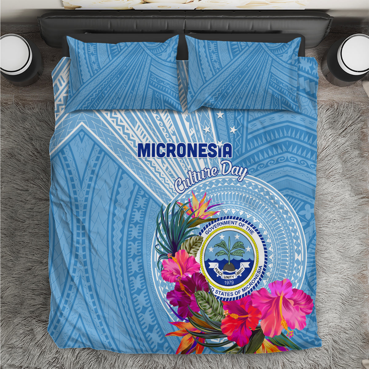 Micronesia Culture Day Bedding Set Tribal Pattern Tropical Style LT01 Blue - Polynesian Pride