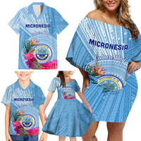 Micronesia Culture Day Family Matching Off Shoulder Short Dress and Hawaiian Shirt Tribal Pattern Tropical Style LT01 - Polynesian Pride