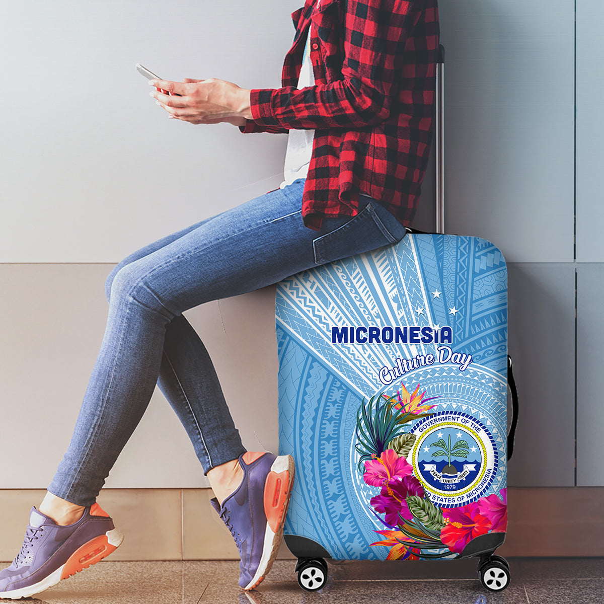 Micronesia Culture Day Luggage Cover Tribal Pattern Tropical Style LT01 - Polynesian Pride