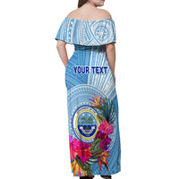 Micronesia Culture Day Off Shoulder Maxi Dress Tribal Pattern Tropical Style LT01 - Polynesian Pride