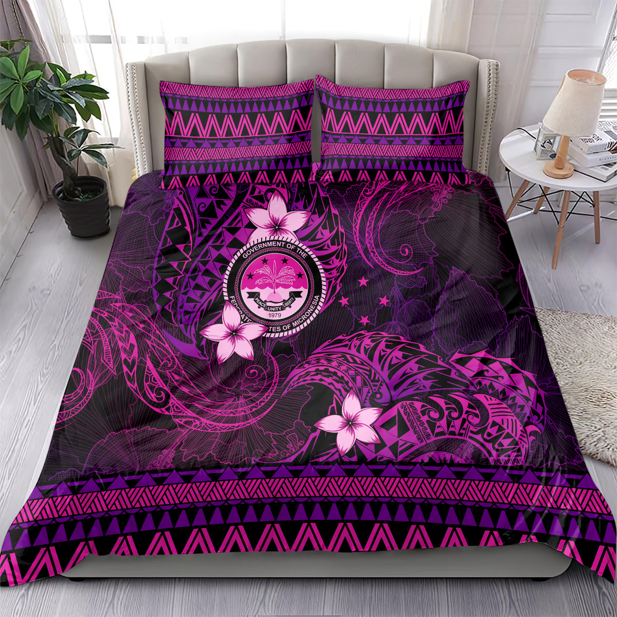 FSM Culture Day Bedding Set Tribal Pattern Pink Version LT01 - Polynesian Pride