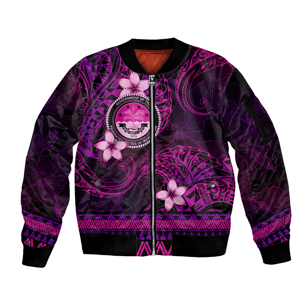 FSM Culture Day Sleeve Zip Bomber Jacket Tribal Pattern Pink Version LT01 Unisex Pink - Polynesian Pride