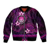 FSM Culture Day Sleeve Zip Bomber Jacket Tribal Pattern Pink Version LT01 Unisex Pink - Polynesian Pride