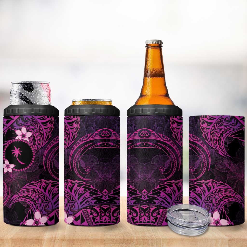 FSM Chuuk State 4 in 1 Can Cooler Tumbler Tribal Pattern Pink Version LT01 - Polynesian Pride