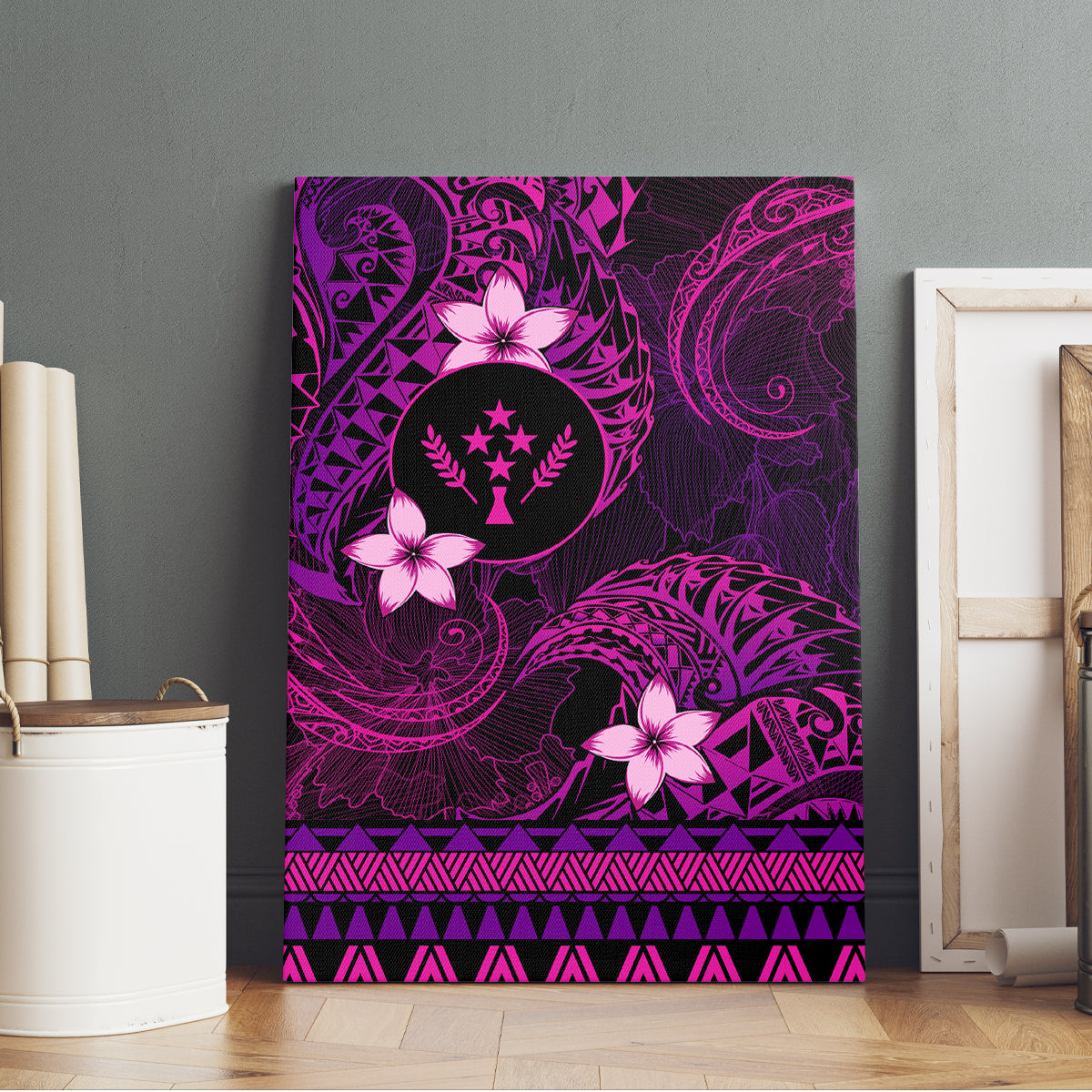 FSM Kosrae State Canvas Wall Art Tribal Pattern Pink Version LT01 - Polynesian Pride