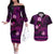 FSM Pohnpei State Couples Matching Off The Shoulder Long Sleeve Dress and Hawaiian Shirt Tribal Pattern Pink Version LT01 Pink - Polynesian Pride