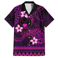 FSM Pohnpei State Family Matching Off Shoulder Short Dress and Hawaiian Shirt Tribal Pattern Pink Version LT01 Dad's Shirt - Short Sleeve Pink - Polynesian Pride