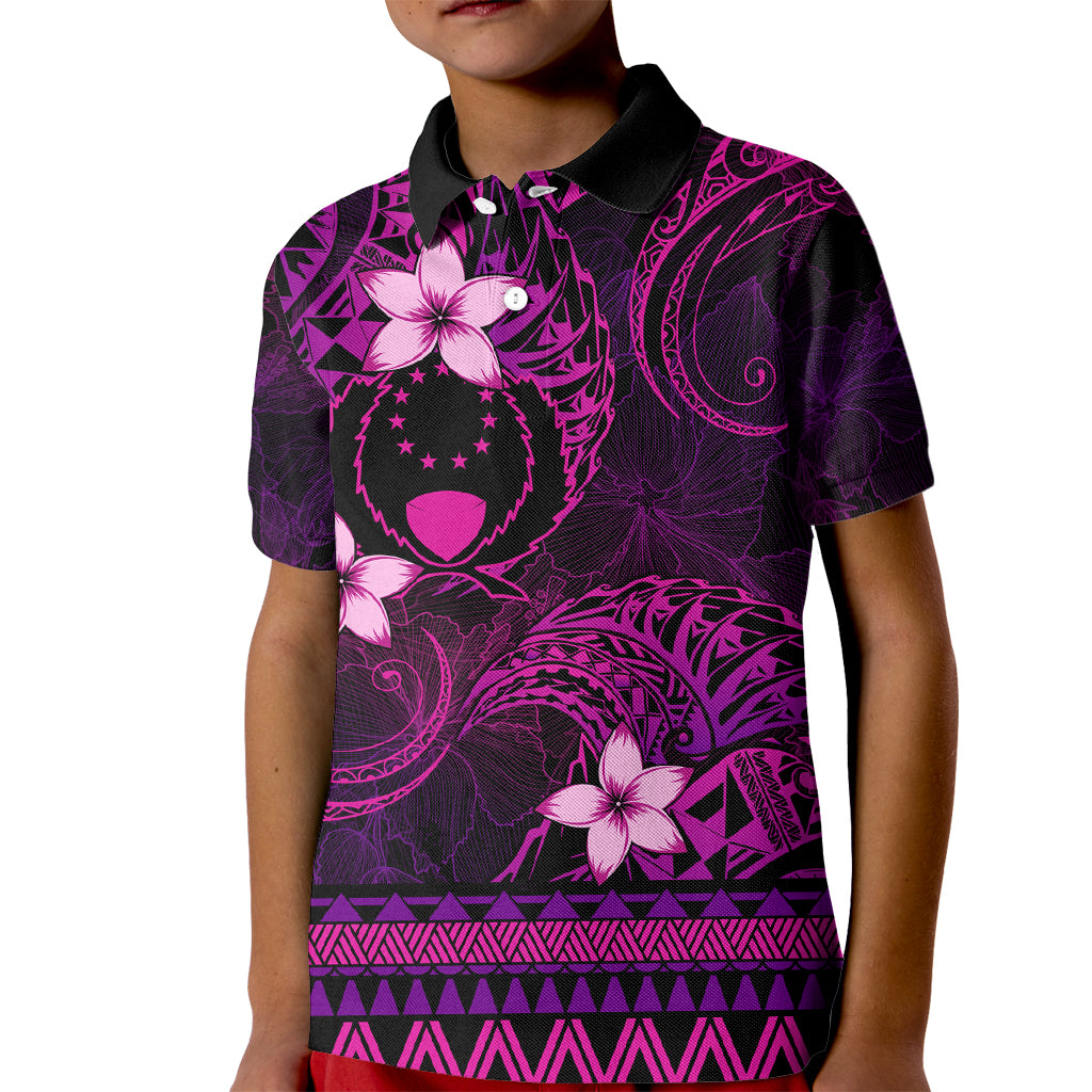 FSM Pohnpei State Kid Polo Shirt Tribal Pattern Pink Version LT01 Kid Pink - Polynesian Pride