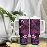 FSM Pohnpei State Tumbler With Handle Tribal Pattern Pink Version