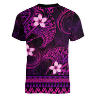 FSM Pohnpei State Women V Neck T Shirt Tribal Pattern Pink Version LT01 - Polynesian Pride