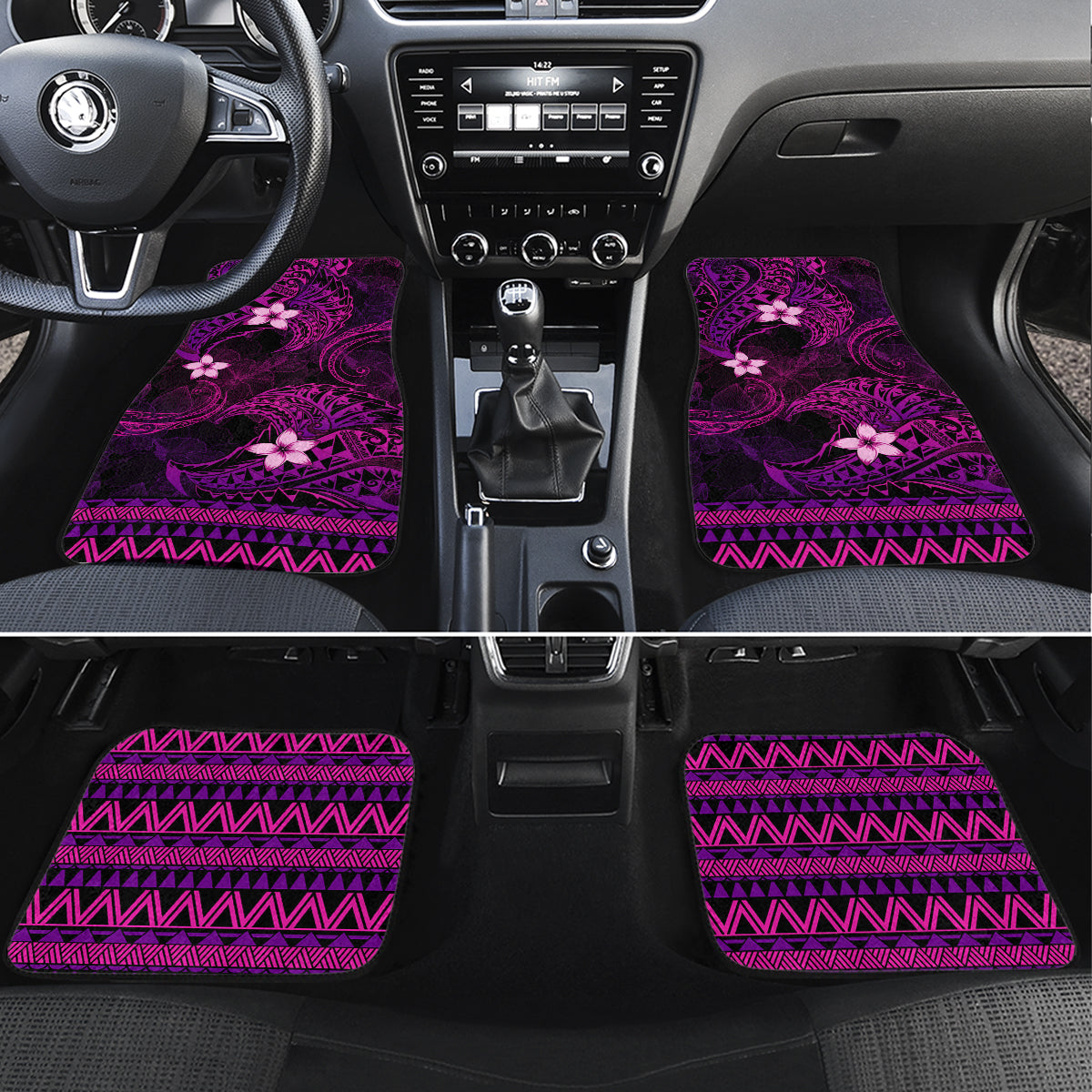 FSM Yap State Car Mats Tribal Pattern Pink Version LT01 Pink - Polynesian Pride