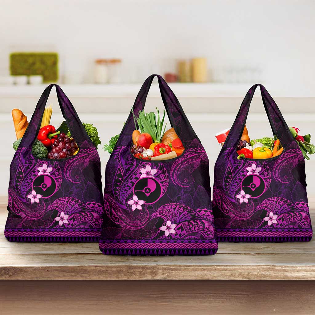 FSM Yap State Grocery Bag Tribal Pattern Pink Version LT01 3-pack One Size Pink - Polynesian Pride