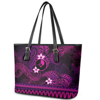 FSM Yap State Leather Tote Bag Tribal Pattern Pink Version LT01 - Polynesian Pride