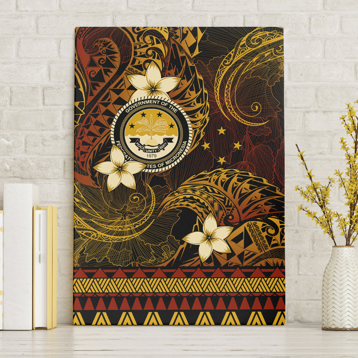 FSM Culture Day Canvas Wall Art Tribal Pattern Gold Version LT01 Gold - Polynesian Pride