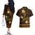FSM Culture Day Couples Matching Off The Shoulder Long Sleeve Dress and Hawaiian Shirt Tribal Pattern Gold Version LT01 - Polynesian Pride