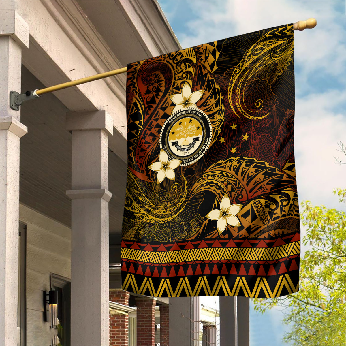 FSM Culture Day Garden Flag Tribal Pattern Gold Version LT01 House Flag Gold - Polynesian Pride