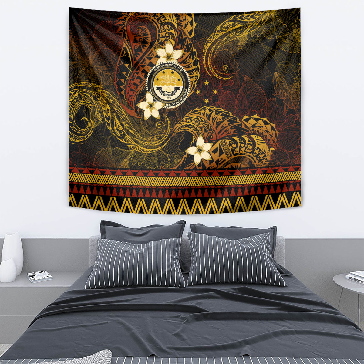 FSM Culture Day Tapestry Tribal Pattern Gold Version LT01 - Polynesian Pride