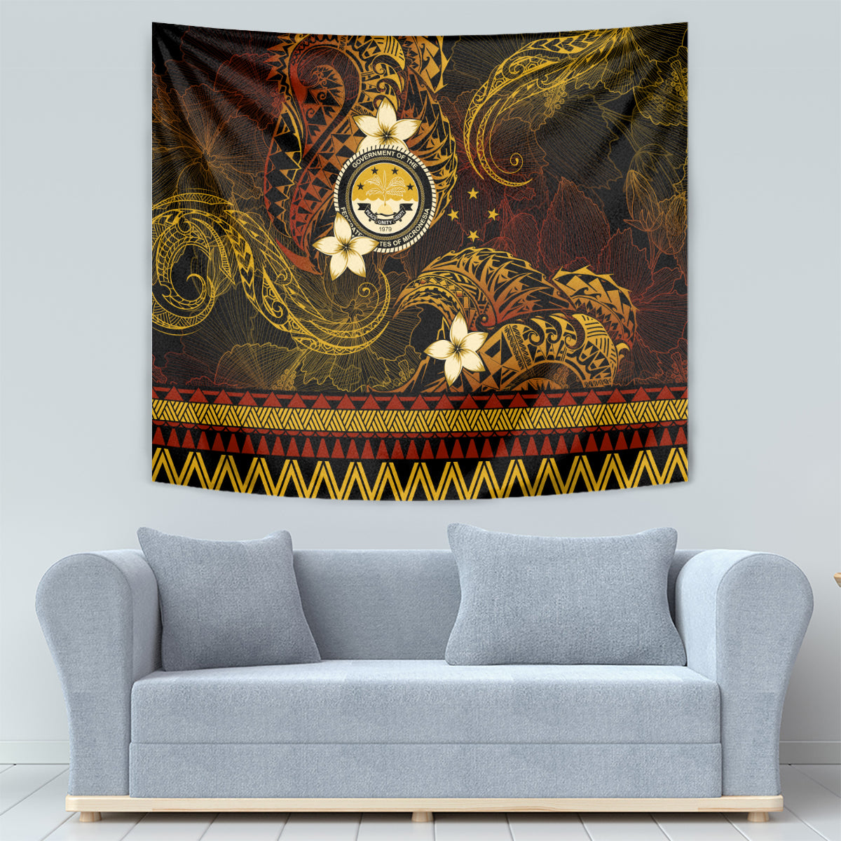 FSM Culture Day Tapestry Tribal Pattern Gold Version LT01 - Polynesian Pride