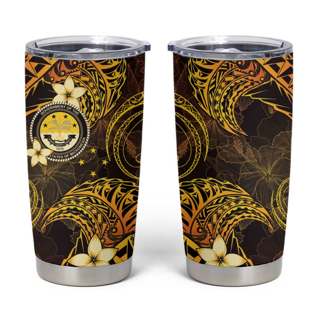 FSM Culture Day Tumbler Cup Tribal Pattern Gold Version