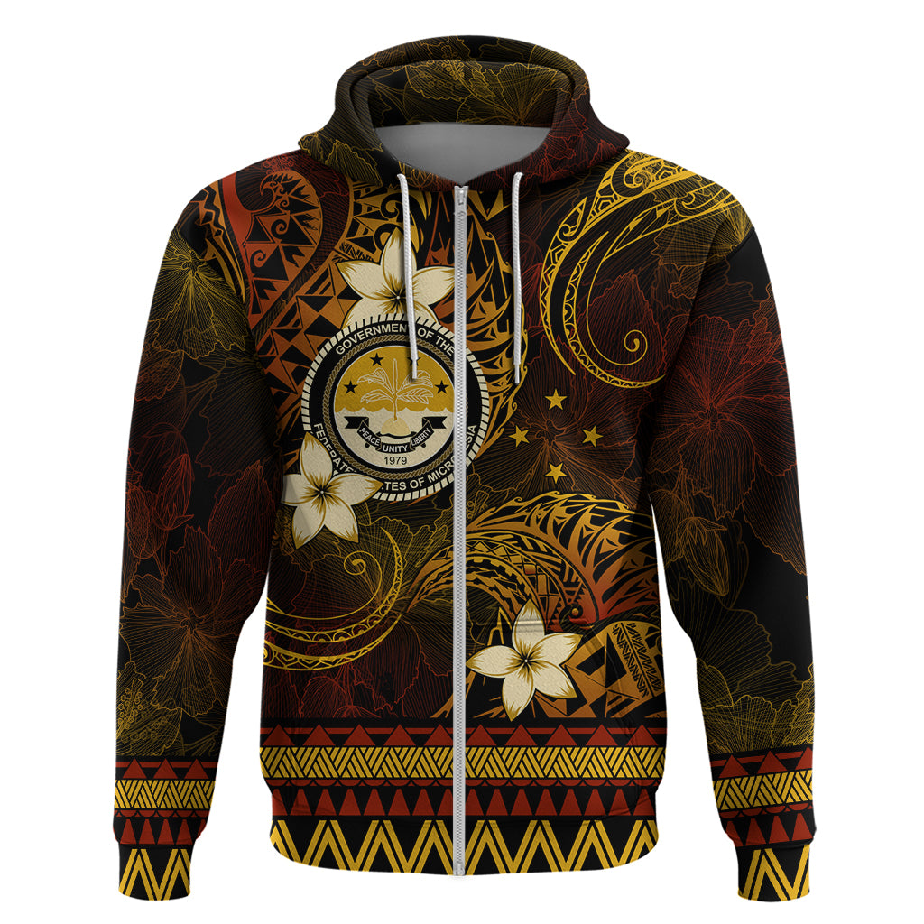 FSM Culture Day Zip Hoodie Tribal Pattern Gold Version LT01 Zip Hoodie Gold - Polynesian Pride