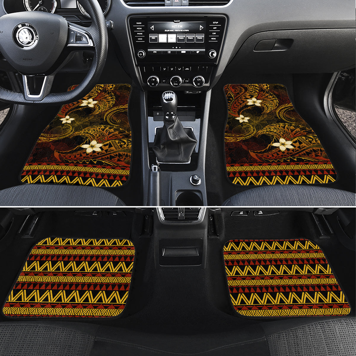 FSM Chuuk State Car Mats Tribal Pattern Gold Version LT01 Gold - Polynesian Pride