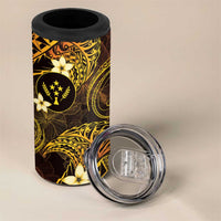 FSM Kosrae State 4 in 1 Can Cooler Tumbler Tribal Pattern Gold Version LT01 - Polynesian Pride