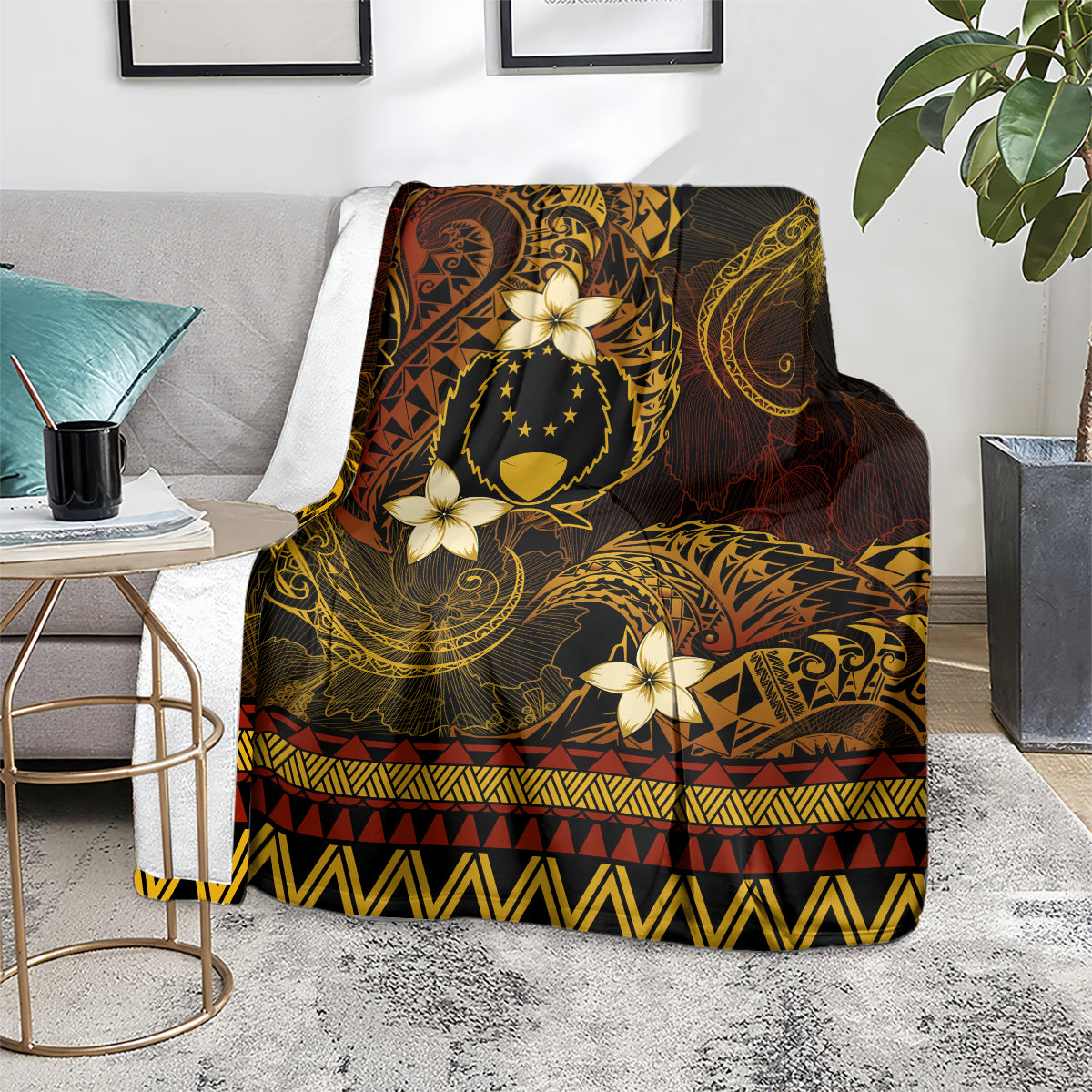 FSM Pohnpei State Blanket Tribal Pattern Gold Version