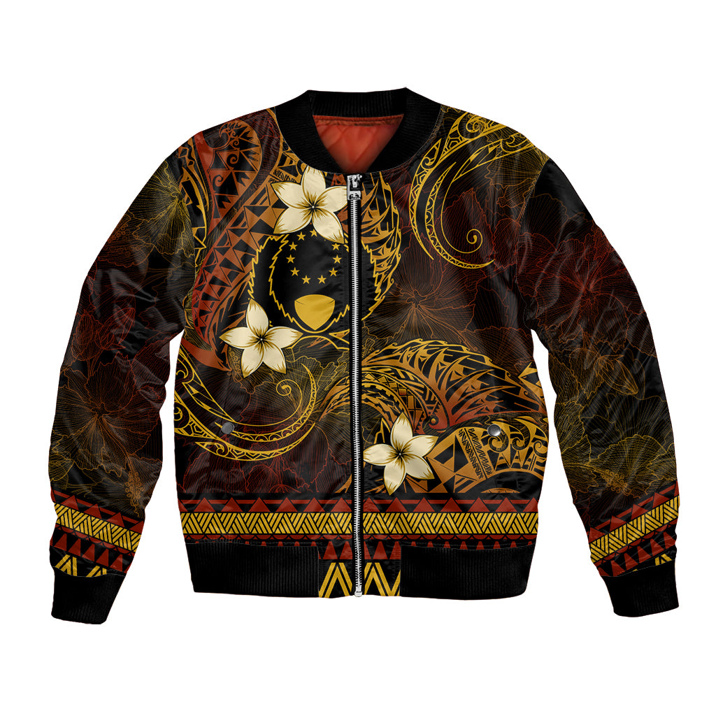FSM Pohnpei State Bomber Jacket Tribal Pattern Gold Version LT01 Unisex Gold - Polynesian Pride