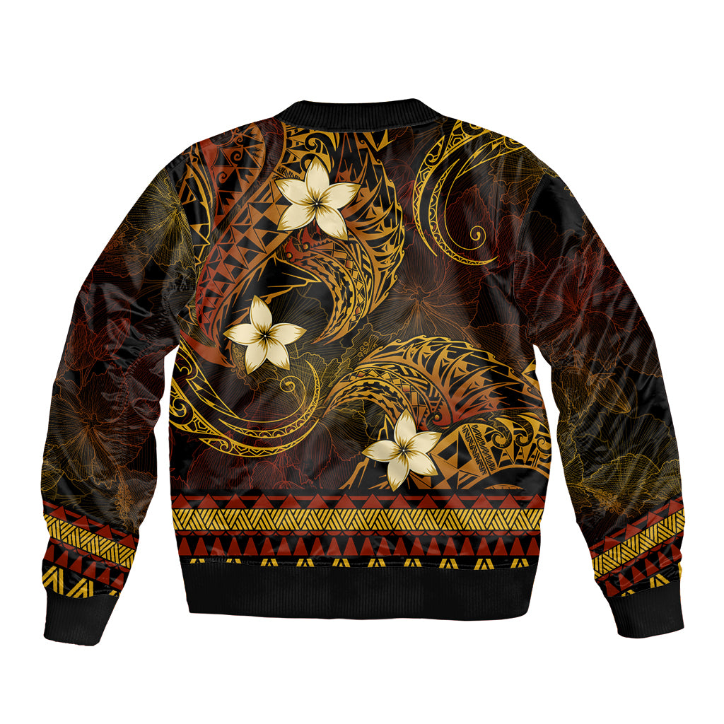 FSM Pohnpei State Bomber Jacket Tribal Pattern Gold Version LT01 - Polynesian Pride