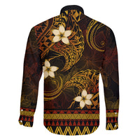 FSM Pohnpei State Family Matching Off Shoulder Short Dress and Hawaiian Shirt Tribal Pattern Gold Version LT01 - Polynesian Pride