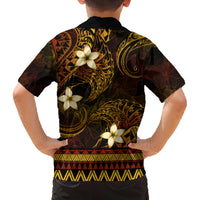 FSM Pohnpei State Family Matching Tank Maxi Dress and Hawaiian Shirt Tribal Pattern Gold Version LT01 - Polynesian Pride