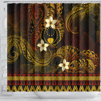 FSM Pohnpei State Shower Curtain Tribal Pattern Gold Version