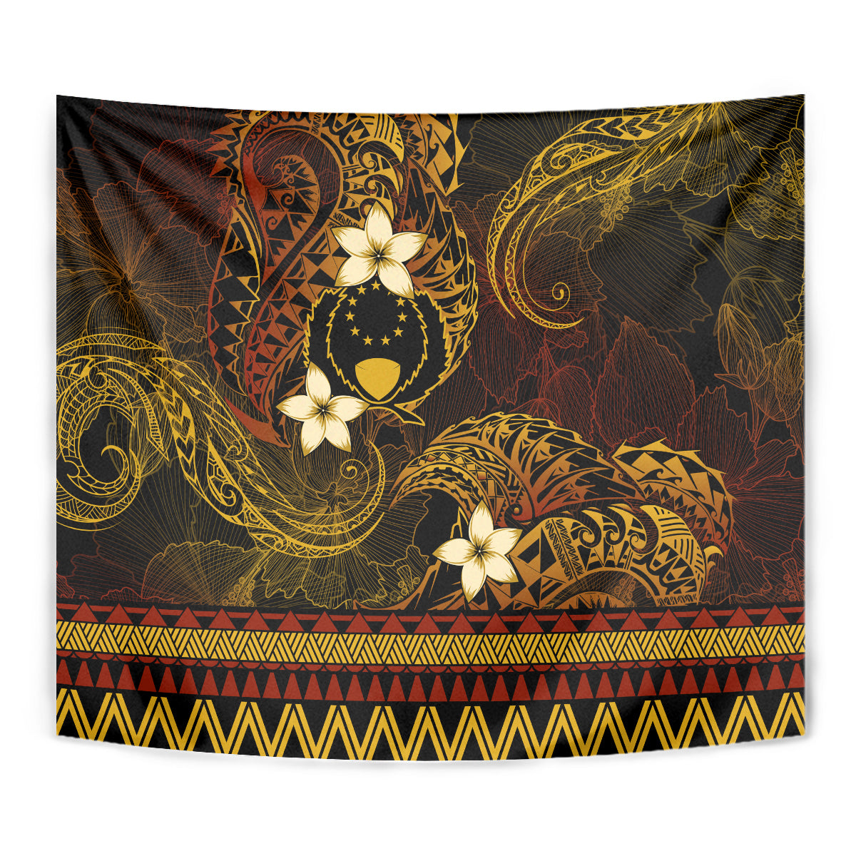FSM Pohnpei State Tapestry Tribal Pattern Gold Version