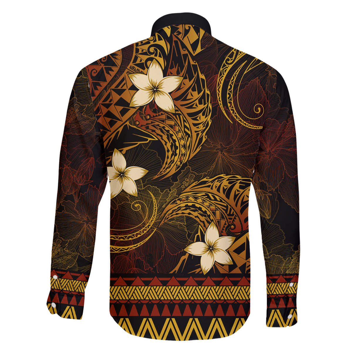 FSM Yap State Family Matching Off Shoulder Long Sleeve Dress and Hawaiian Shirt Tribal Pattern Gold Version LT01 - Polynesian Pride