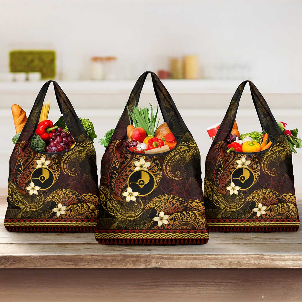 FSM Yap State Grocery Bag Tribal Pattern Gold Version LT01 3-pack One Size Gold - Polynesian Pride