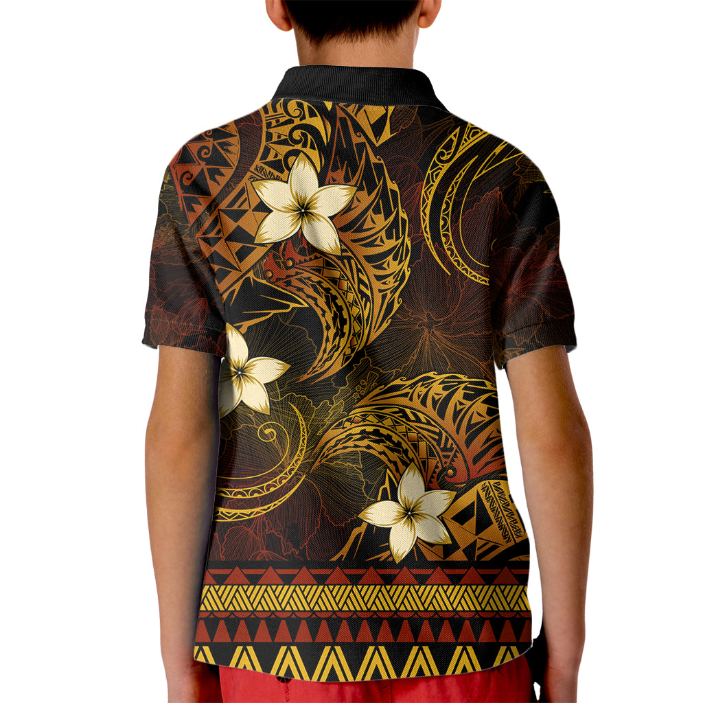 FSM Yap State Kid Polo Shirt Tribal Pattern Gold Version LT01 - Polynesian Pride