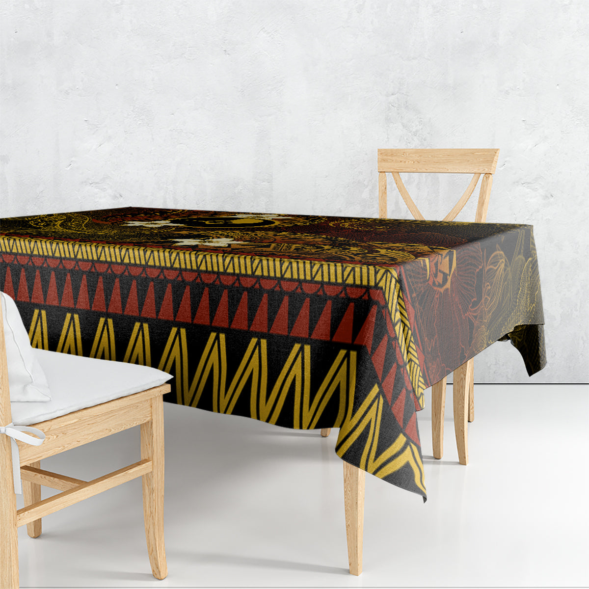 FSM Yap State Tablecloth Tribal Pattern Gold Version