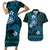 FSM Culture Day Couples Matching Short Sleeve Bodycon Dress and Hawaiian Shirt Tribal Pattern Ocean Version LT01 Blue - Polynesian Pride