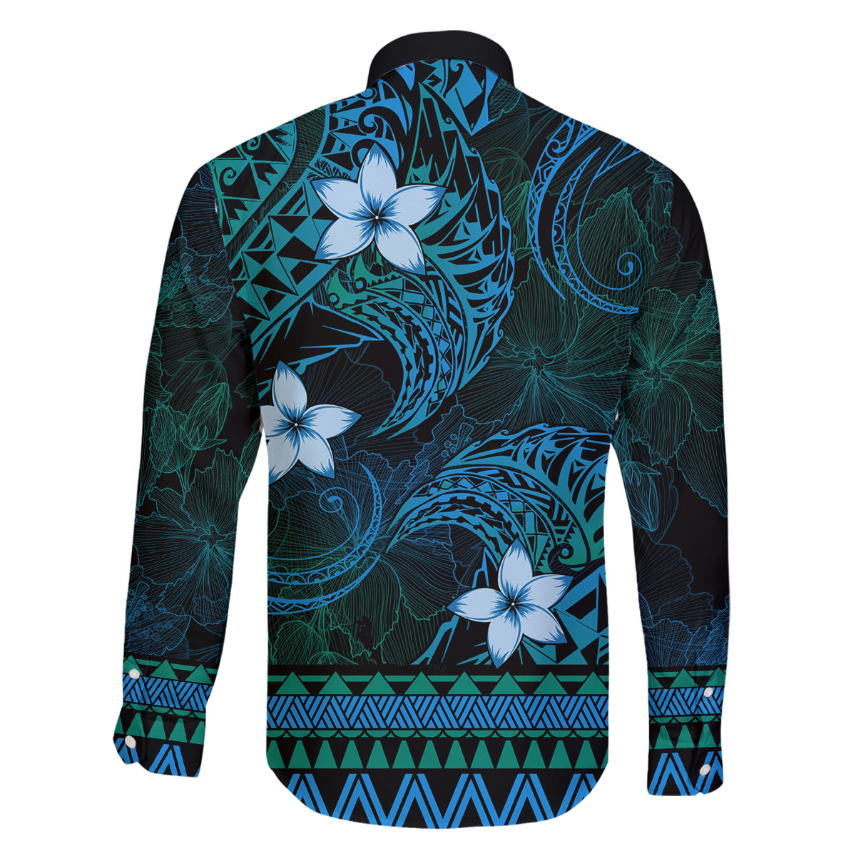 FSM Culture Day Family Matching Off Shoulder Short Dress and Hawaiian Shirt Tribal Pattern Ocean Version LT01 - Polynesian Pride
