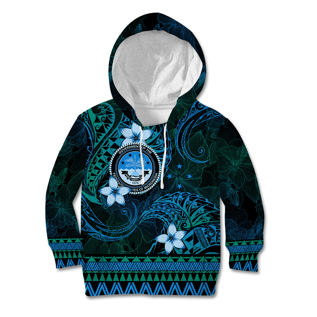 FSM Culture Day Kid Hoodie Tribal Pattern Ocean Version LT01 Hoodie Blue - Polynesian Pride