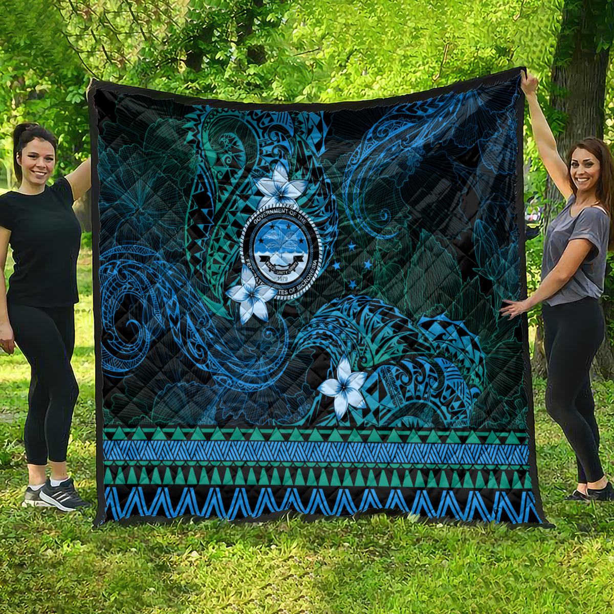 FSM Culture Day Quilt Tribal Pattern Ocean Version LT01 - Polynesian Pride