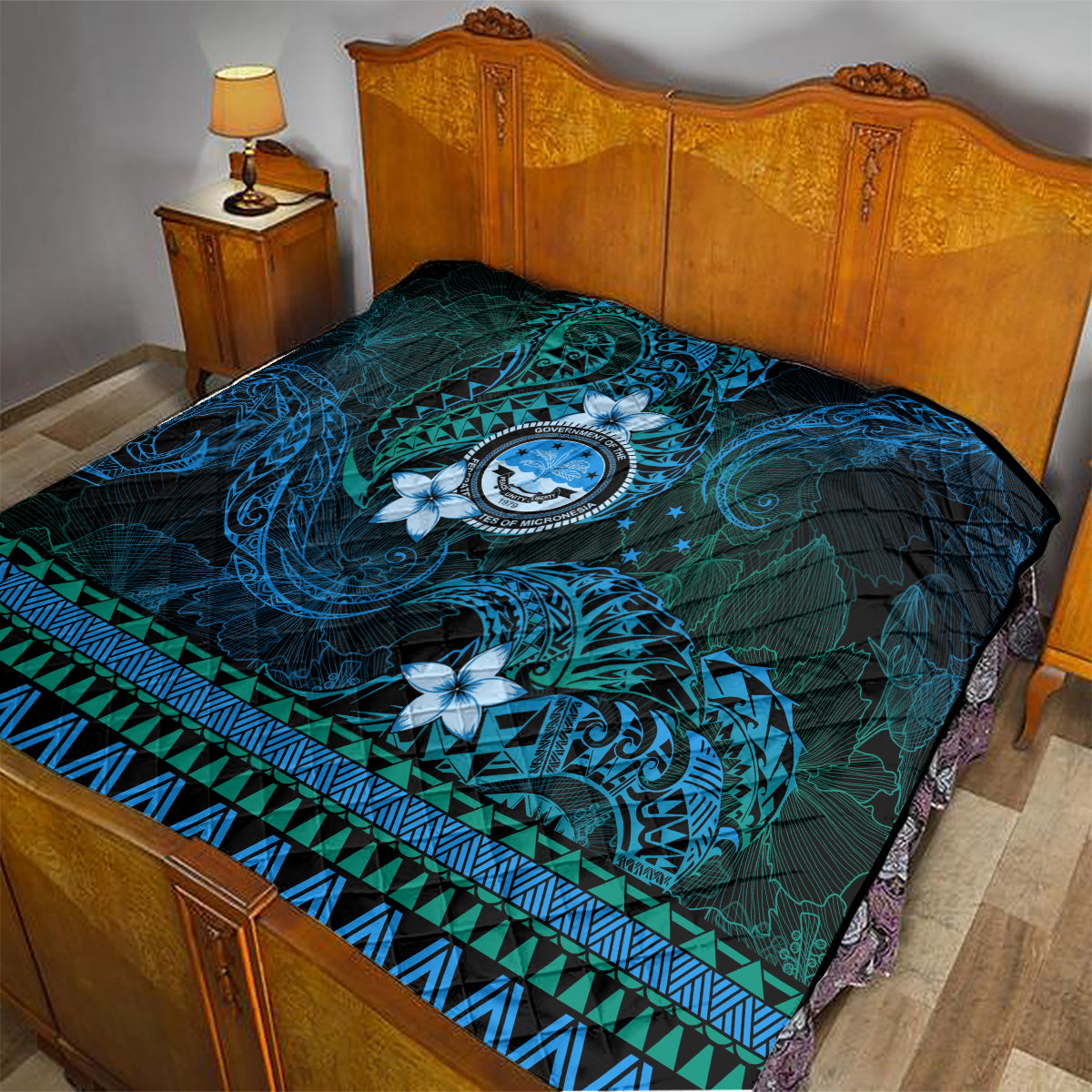 FSM Culture Day Quilt Tribal Pattern Ocean Version LT01 - Polynesian Pride