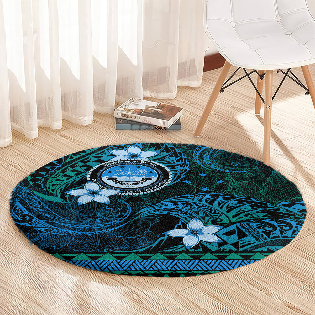FSM Culture Day Round Carpet Tribal Pattern Ocean Version